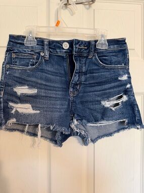 American Eagle Outfitters Distressed Dark Blue Denim Cutoff Shorts